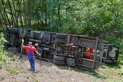 Tractor trailer rollover